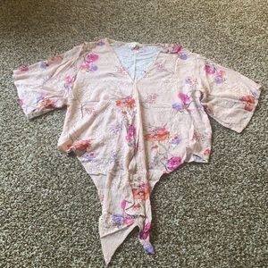 Lovestitch Summer Floral Tie-Front 1/2 Sleeve Top